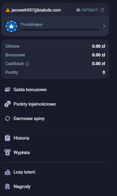 Vox Casino Casino sekcja konta